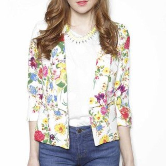 Under Skies Floral Blazer Jacket Size Small - Picture 2 of 9
